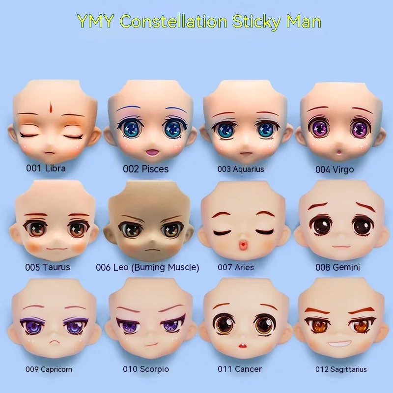 

YMY OB11 Doll Twelve Constellations Replace Face Accessories Kawaii Movable Eyes Clay Doll Face Cute Birthday Gift Ornaments Toy