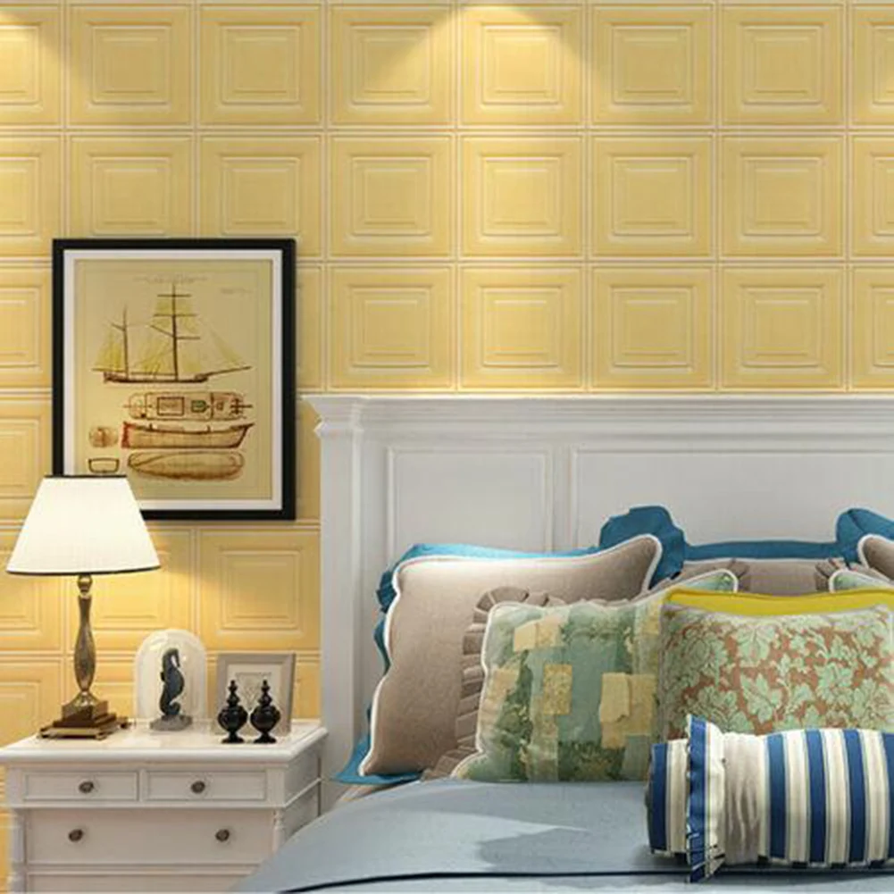 

4/8/12/20PCS 3D Wall Sticker Self Adhesive Waterproof Wallpaper Vintage Foam Panel Home Decor For Living Room Kitchen Bedroom