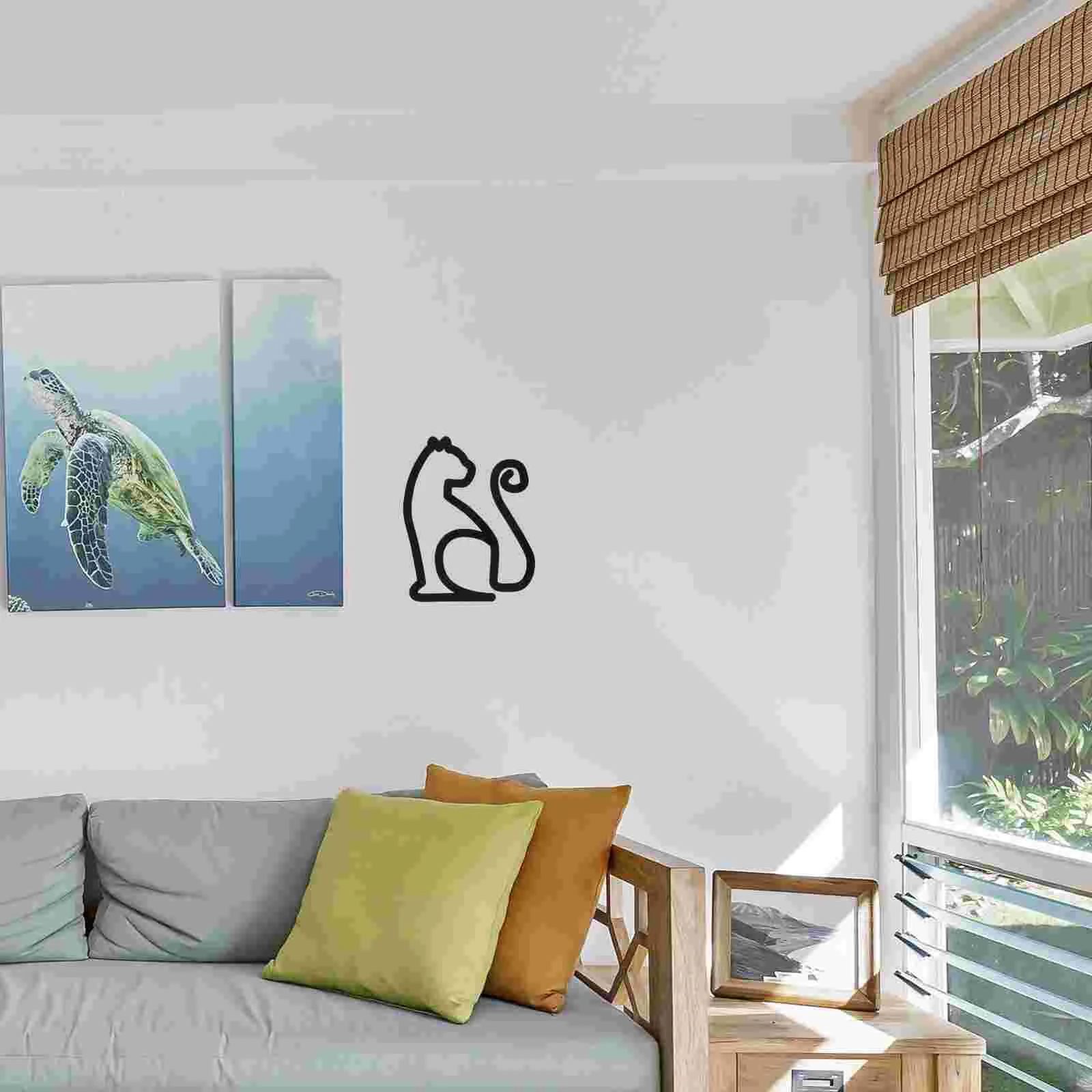 

Wall Catdecor Decorationsmetal Hanging Iron Ornaments Decors Silhouette Rustic Sculptures Animal Minimalist Black Sculpture