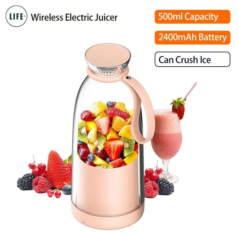 

3Life Portable Electric Juicer 500ml Blender Wireless Fresh Fruit Mixers 6 Blades 2400mAh Food Milkshake Smoothie Ice Crush Cup