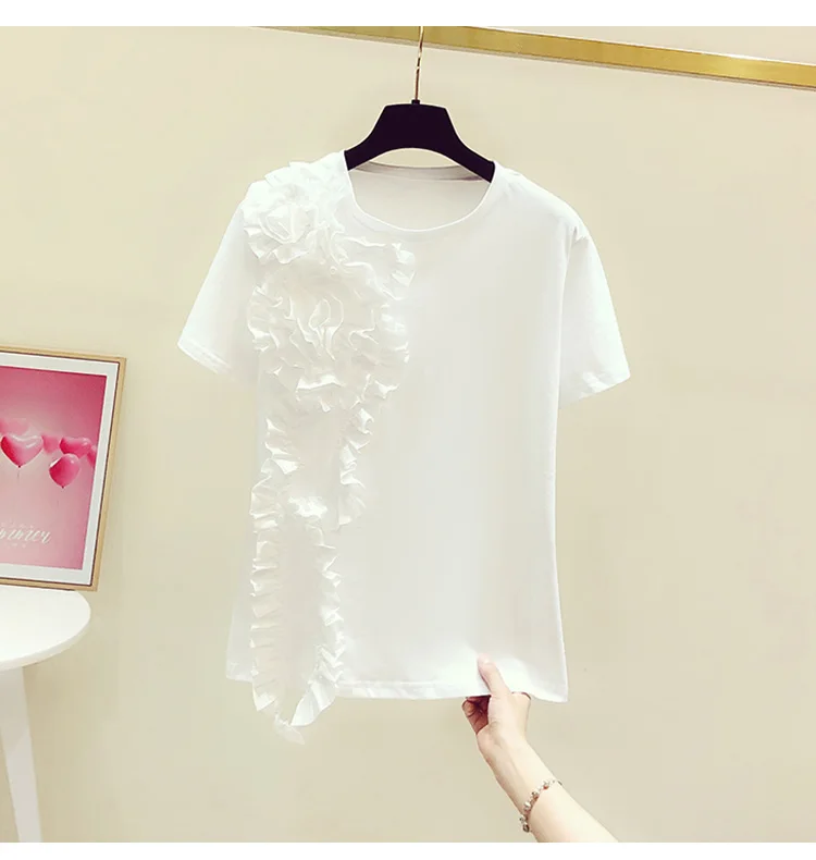

Fashion Shirt Women 2023 New Planet Print Casual Slim Women Tops T-Shirts white