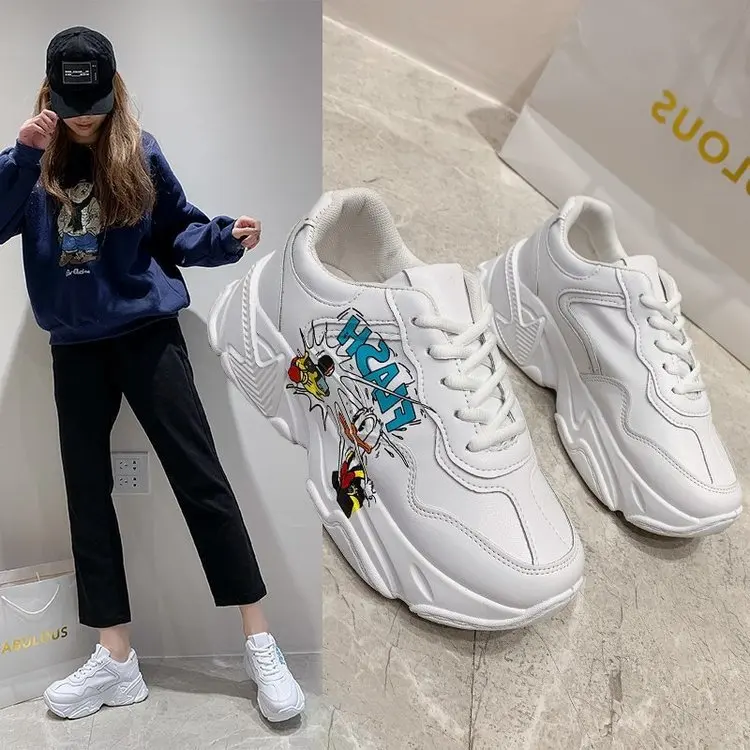 

old shoes women's 2022 spring and autumn new parent-child shoes sports thick-soled lace-up flat shoes