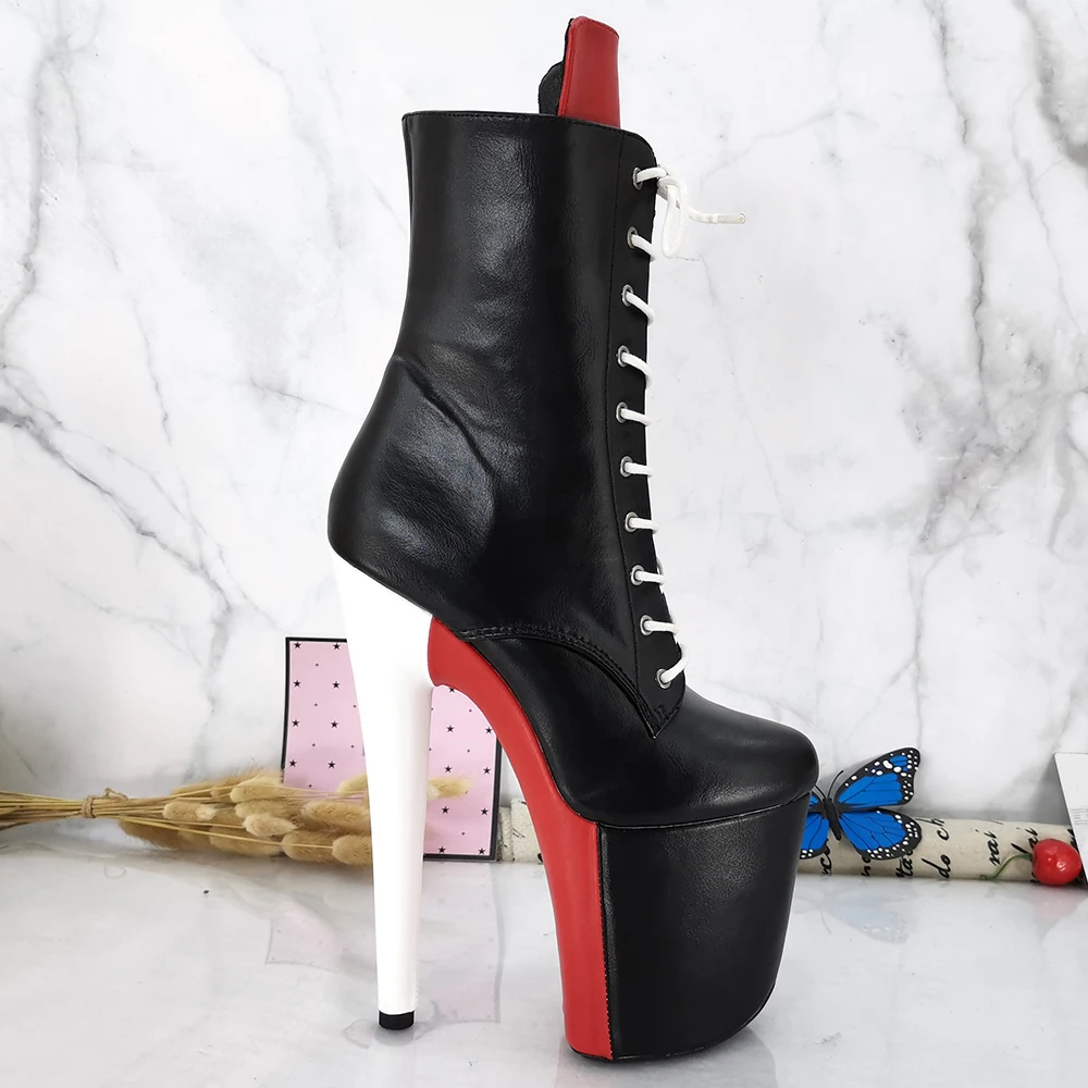 Leecabe  20CM/8inches Colorful Materials covered High Heel platform  closed toe Pole Dance boots