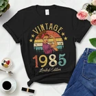 Футболка женская хлопковая в ретро стиле, винтажная Модная рубашка в стиле ретро, топ для вечеринки в честь Дня Рождения 37-летнего возраста, лимитированный выпуск 1985