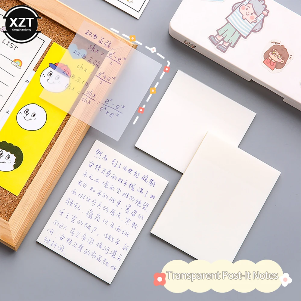 

Transparent Sticky Note Pads Waterproof Self-Adhesive Memo Notepad School Office Supplies Stationery
