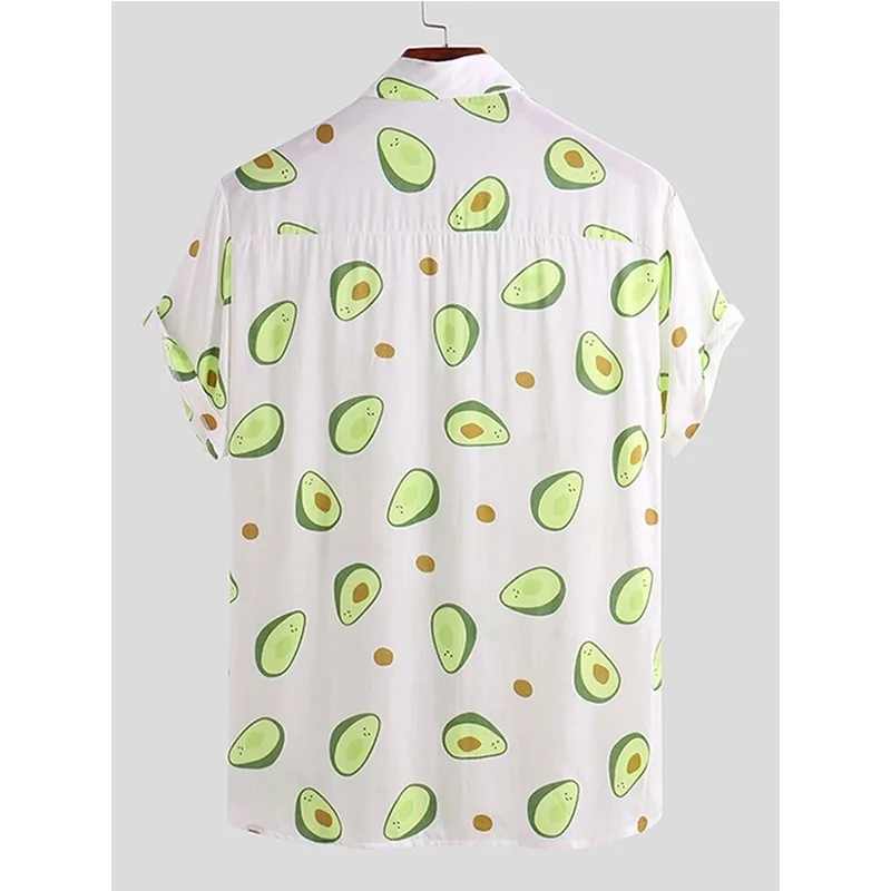 Men's Shirts Casual Beach Avocado Short Sleeve Shirt Southeast Asia Comfortable Shirt Spring and Summer Print Casual Shirts