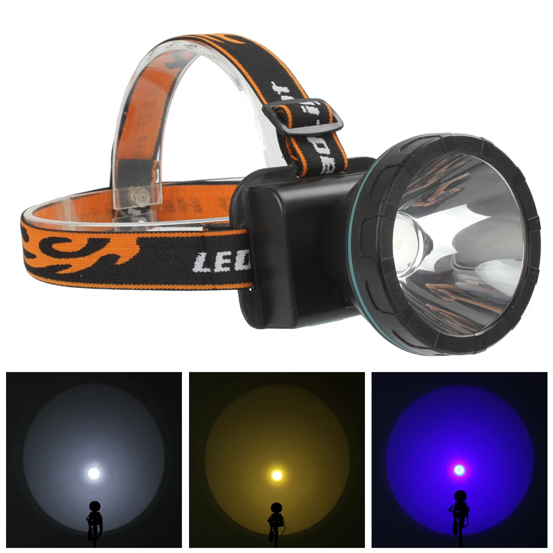 Waterproof T6 LED Headlamp 800 Lumens 5W 2 Modes LED Headlight Yellow Blue White Light Head Lamp for Camping Cycling Climbing