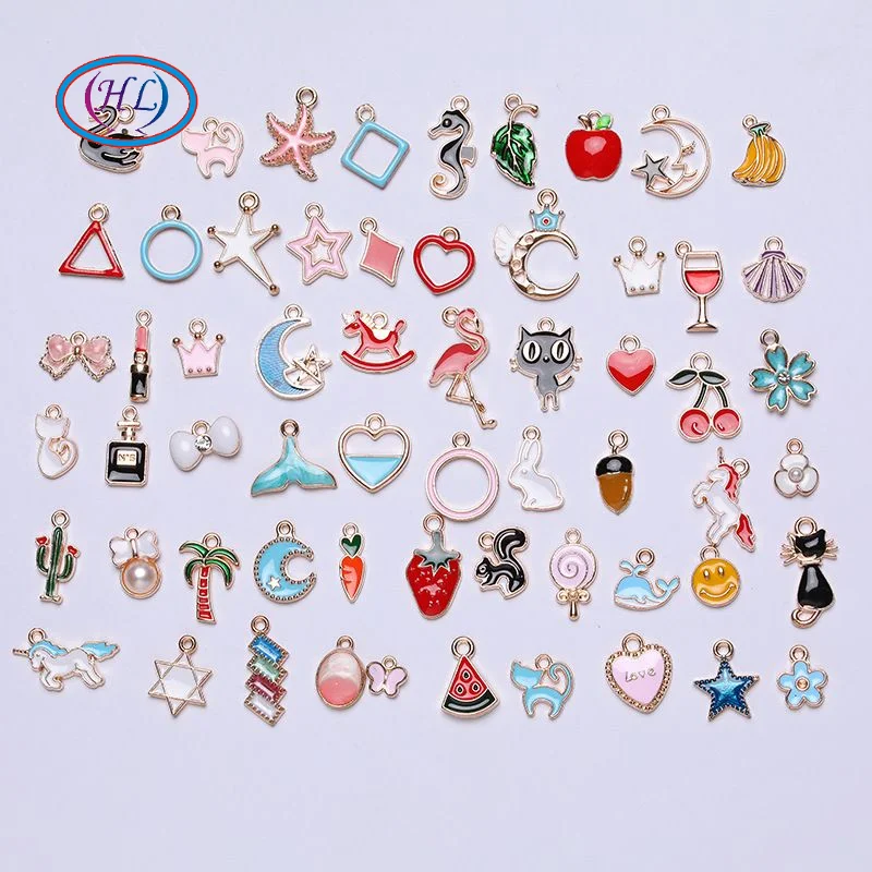 

60PCS Mixed Oil Dripping Alloy Small Pendant Handmade DIY Jewelry Accessories Bracelet Materials