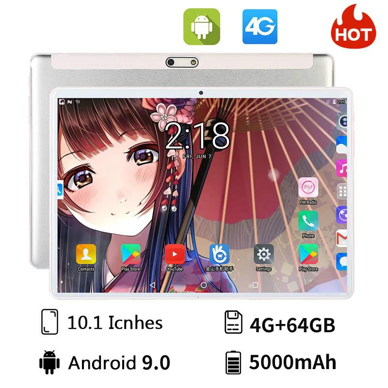 Hot Sale 2023 Android 9.0 Tablet PC 10.1 Inch 4G+64GB 4G Call Phone Wifi Tablet Deca Core Online Class Tablet