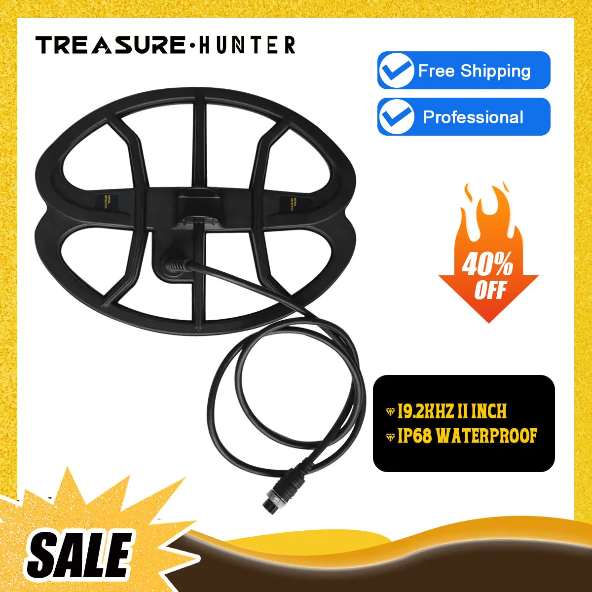 Аксессуары для металлоискателя 19 2 кГц 11 дюймов профессиональная поисковая