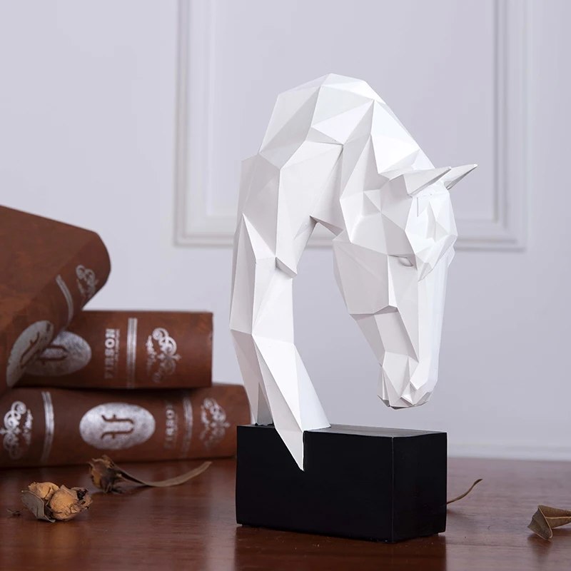 

Простые современные фигурки с белой головой лошади, украшения в стиле ретро, скульптура для офисного стола, абстрактное художественное украшение для офиса