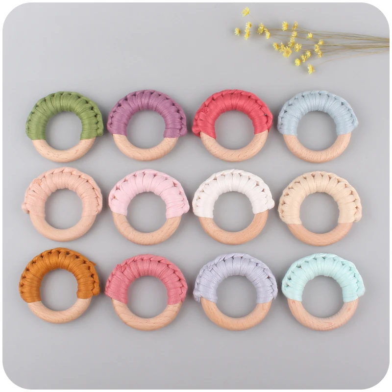 

Погремушка из бука ручной работы, новый цвет, Игрушка-грызунок, хлопковая плетеная погремушка, подвеска для творчества, детская коляска, цеп...