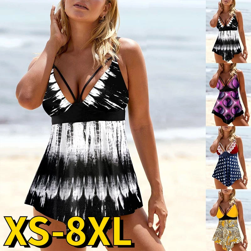 

Женские Танкини из двух частей с высокой талией, Новинка лета 2023, женская пляжная одежда с 3D-принтом в стиле ретро, женский купальник на бретельках с открытой спиной, купальный костюм