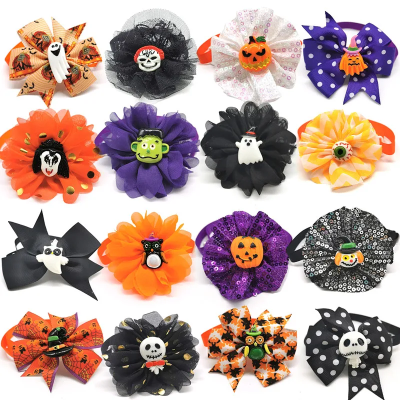 

50/100pcs Halloween Pet Products Dog Bow Ties Skull Style Pet Cat Dog Puppy Bowtie Holiday Party Pet Supplies Dog Accessories