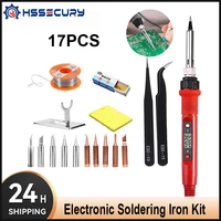 electronic soldering iron kit led digital adjustable welding solder temperature heating element rework station soldering tools