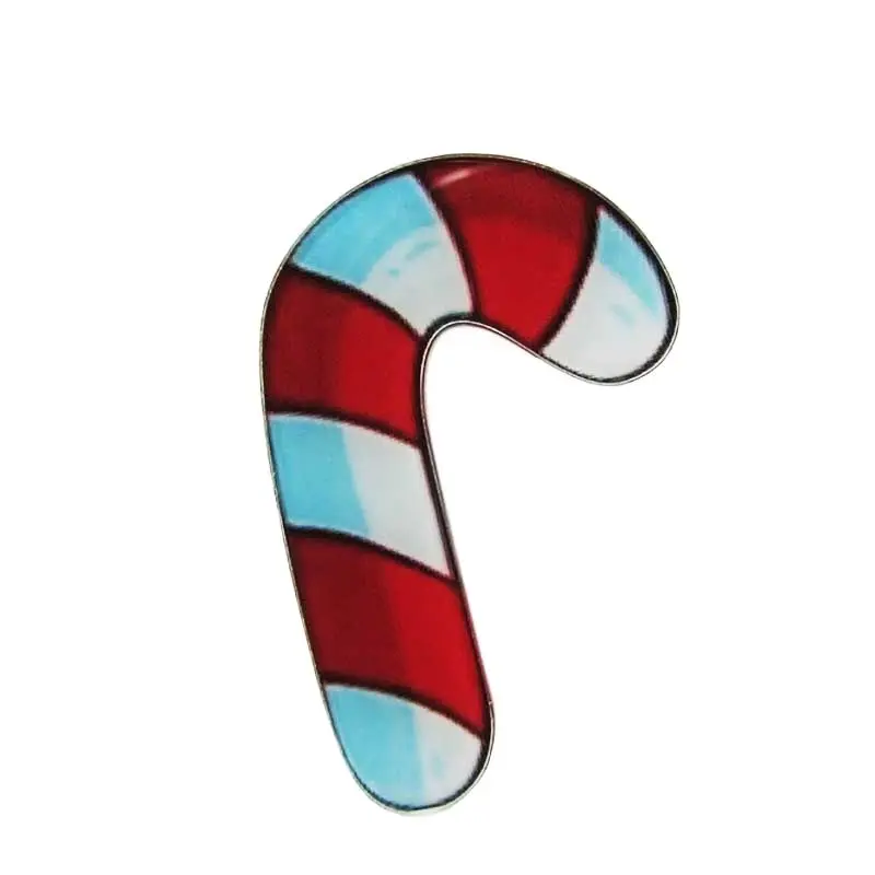 

custom red and white acrylic offset print lapel pin Personalized design cute Cartoon shape Christmas sweets Zinc Alloy Badge
