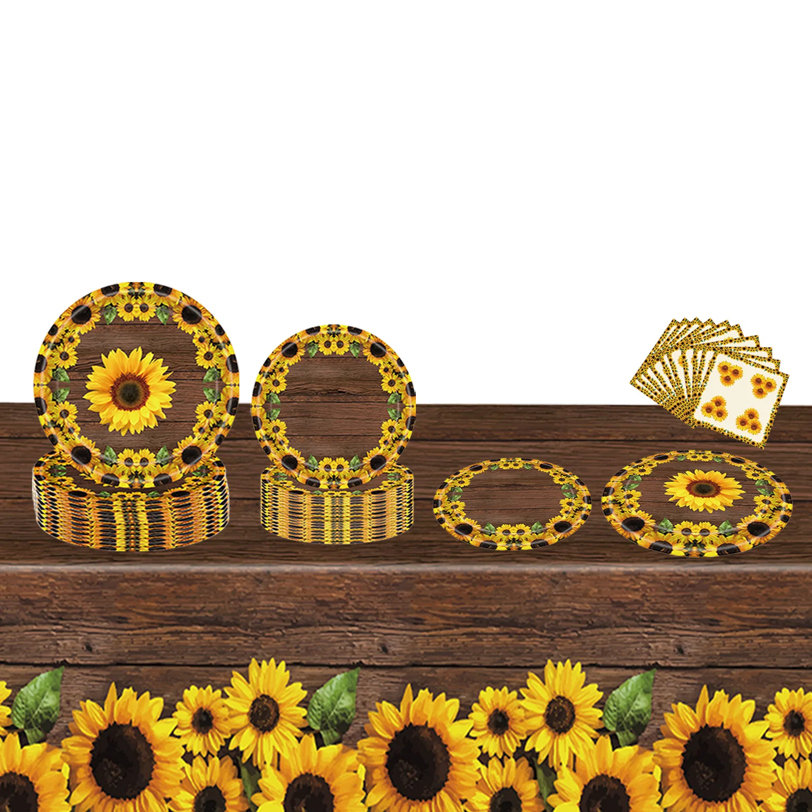 

16 Guests Floral Party Supplies Sunflower Party Supplies With Tablecloth Plates And Napkins Sunflower Paper Plate Tablecloth And