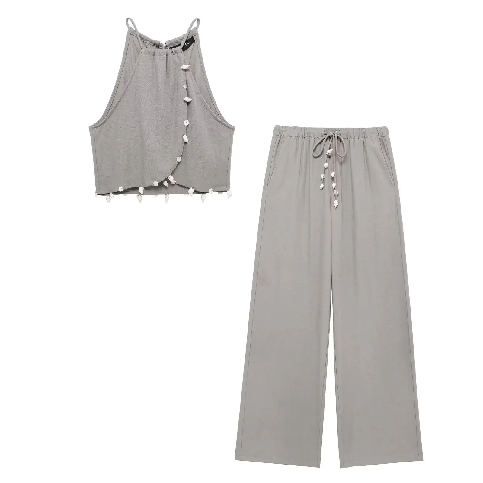 Женский комплект из двух предметов укороченный топ и жилет однотонная уличная