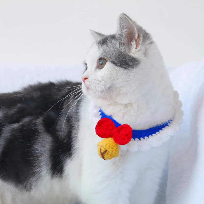 

Hand-woven Cat Dog Collar Scarf Adjustable Pet Collar Ties Cute Small Dog Necklace Pet Grooming Accessories