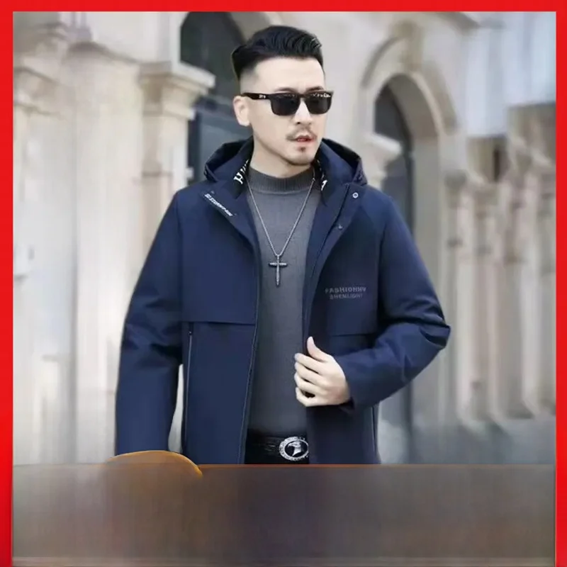 Hengxiqin Мужская черно-золотая куртка на флисовой подкладке зимняя морозостойкая