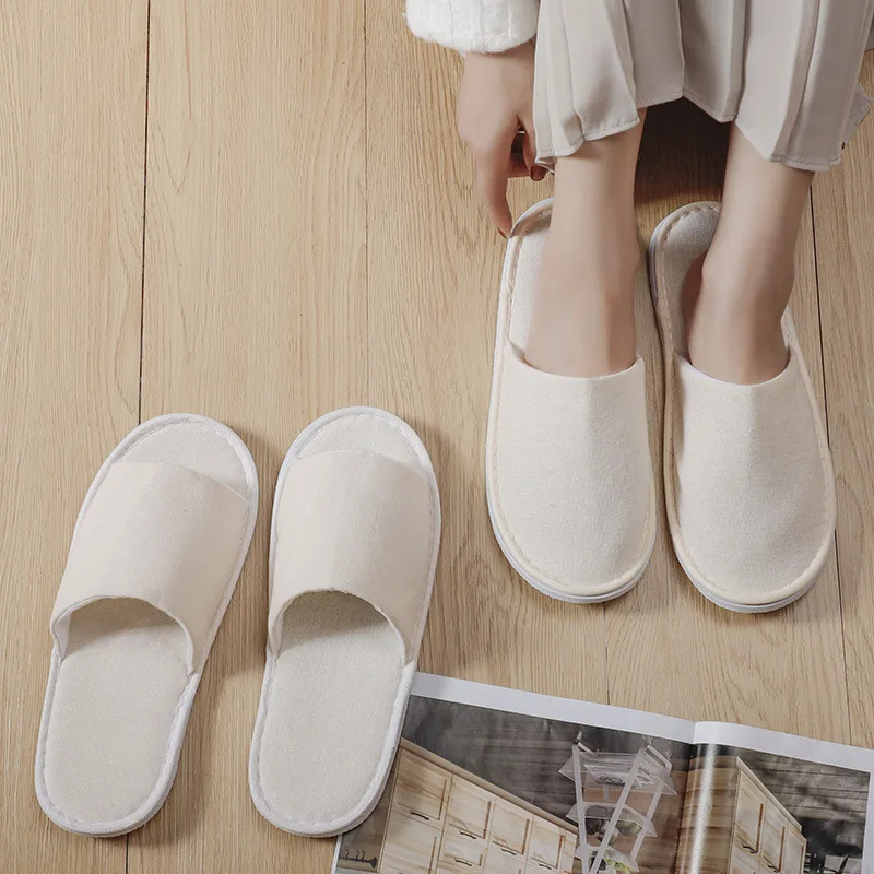 3Pairs/Lot Cheap Hotel Slippers Men Women Travel Disposable Cotton Linen Cloth Hospitality Soft SPA Shoes Guest Slides