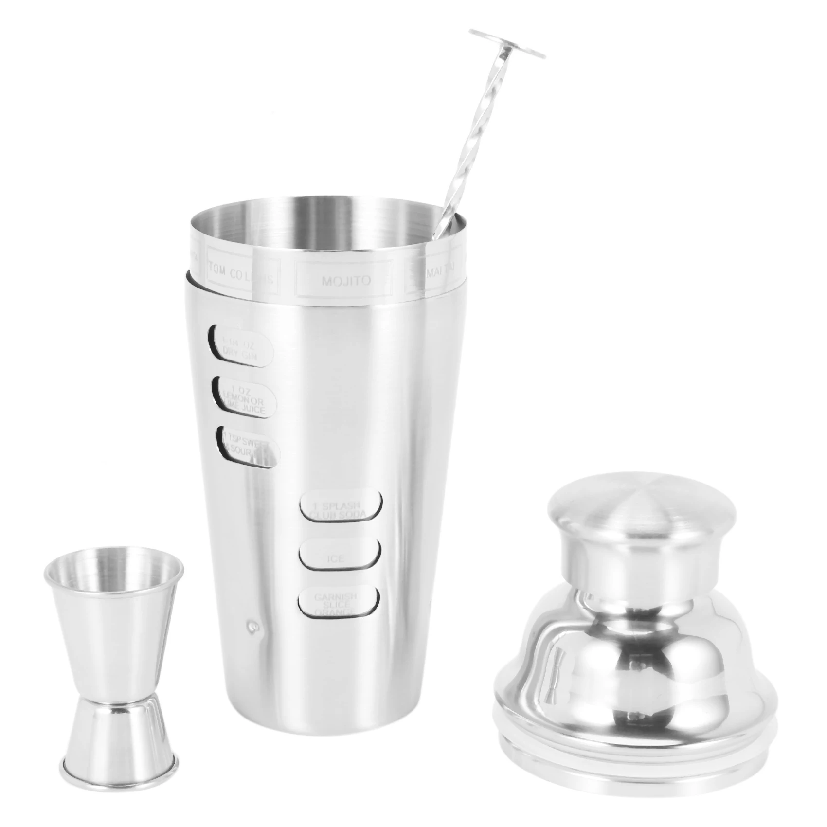 

Cocktail Making Set,Cocktail Set with Boston Cocktail Shaker Rotation Recipe Guide Bar Bartender Tool Kit Built-In Strainer &