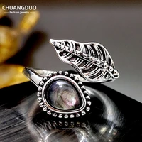 antique tibetan big water drop moonstone ring oversized indian healing crystal fire opal rings for women vintage jewelry 1pc