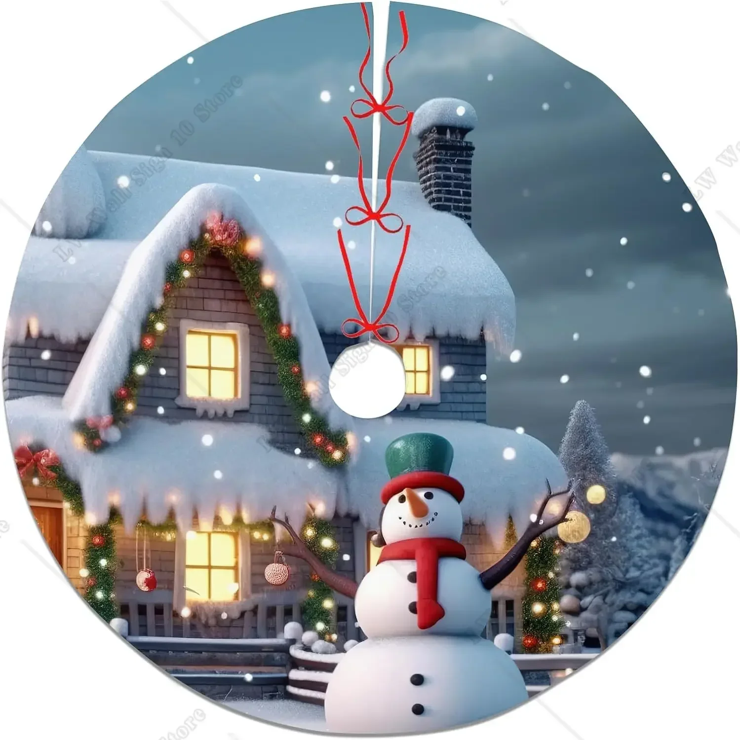 Снежные сцены Рождественский домик снеговик юбка на рождественскую елку шар