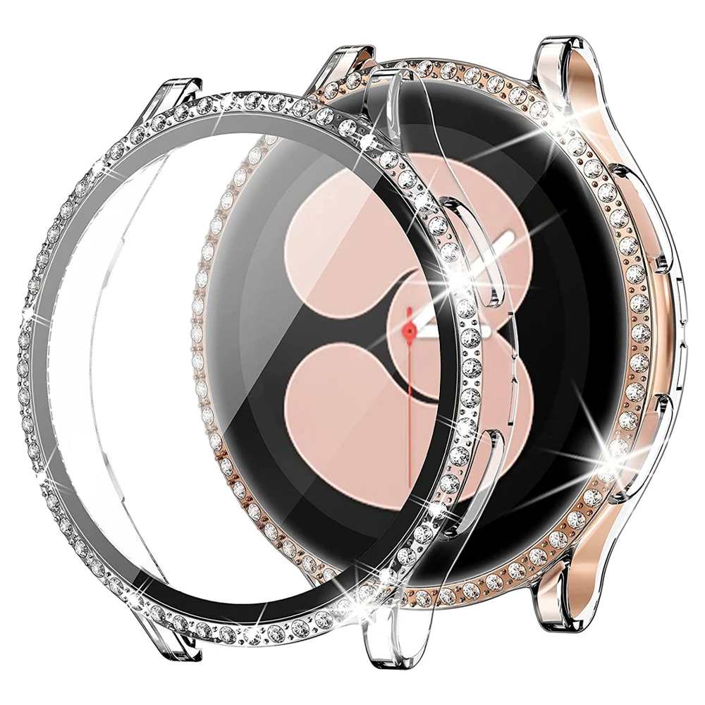 Стекло и чехол для samsung Galaxy watch 4 44 мм 40 аксессуары блестящий бриллиантовый