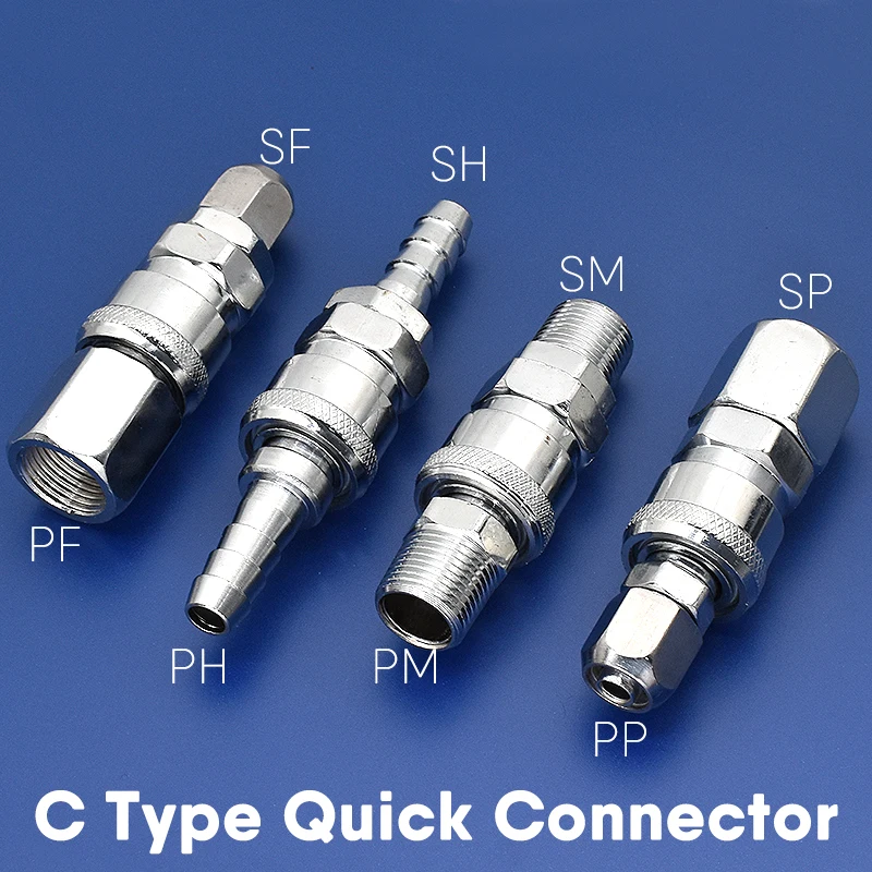 

1pcs Pneumatic Fitting C Type Quick Connector High Pressure Coupling SP SF SH SM PP PF PH PM 20 30 40 Inch Thread (PT)