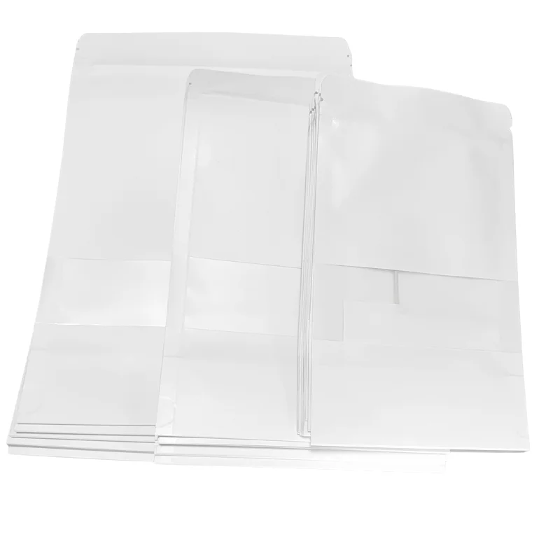 

10pcs/batch white kraft paper bag zipper self sealing window bag standing storage recyclable packaging bag