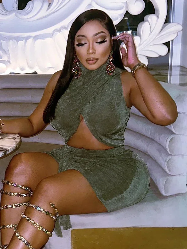 Laxsesu однотонный сексуальный женский комплект из 2 предметов с рюшами топы на