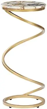 

Drink Agate Top Nora Accent Table, Gold/Grey