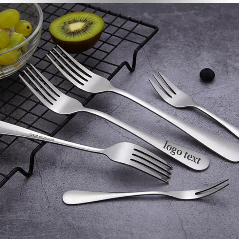 Free Laser Customization LOGO Tea Fork Stainless Steel Tableware Fork Hotel Party Supplies Fork Fruit Fork Silver Salad Fork images - 6