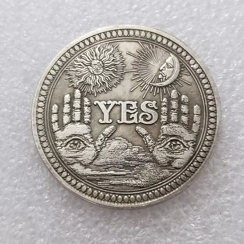 

New Yes/No Gothic Prediction Decision Coin All Seeing Eye Or Death Angel Nickel USA Morgan Coin