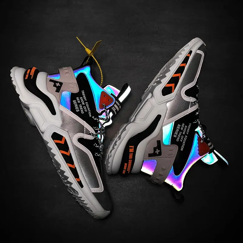 

thick bottom men sneakers vip brand flatform Kid running shoes sport sports black gold thick sole bascket vulcanized blue color