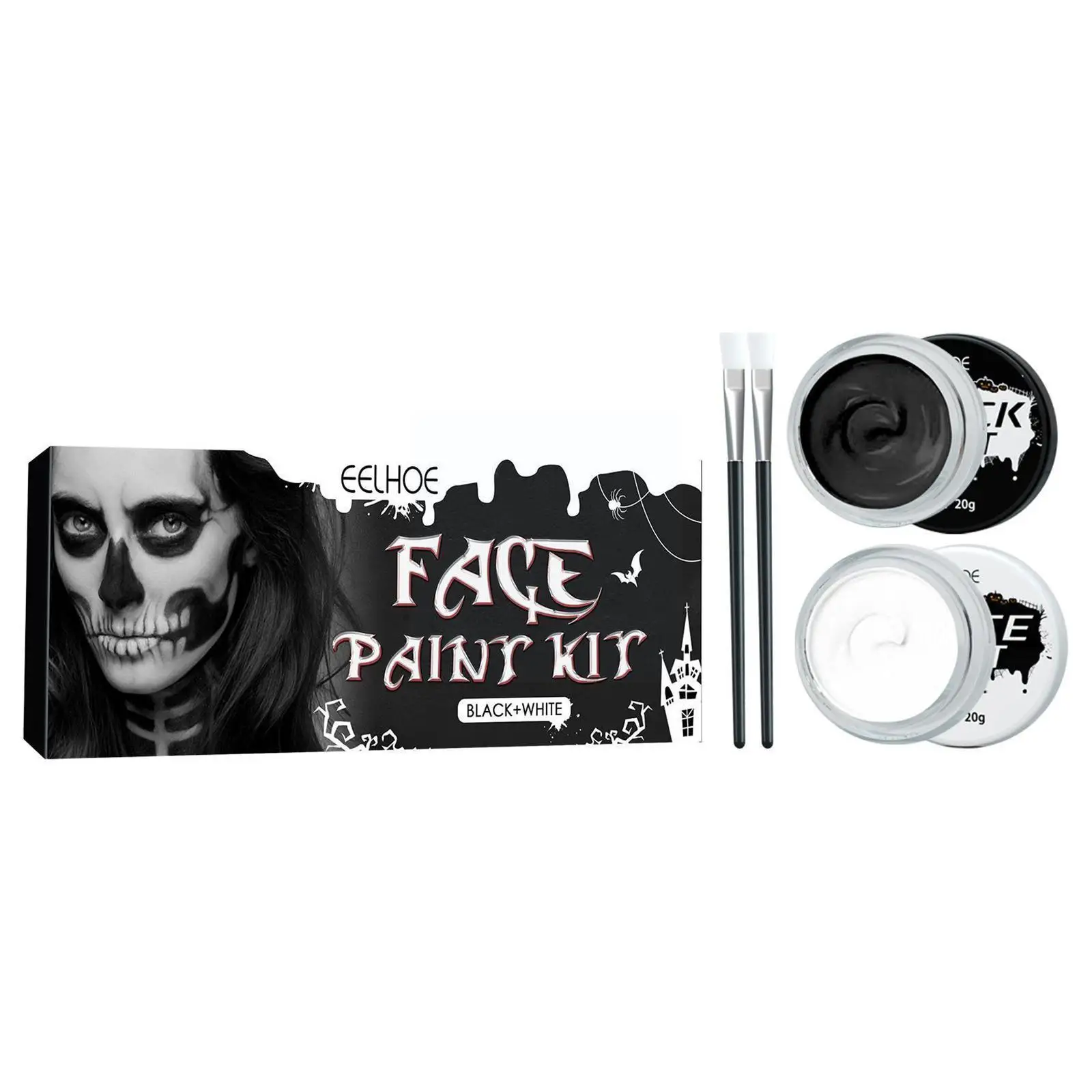 

Halloween Black White Body Painting Body Painting Zombie Face New Makeup Send Paint Special Two Effects Brushes Skeleton C4P7