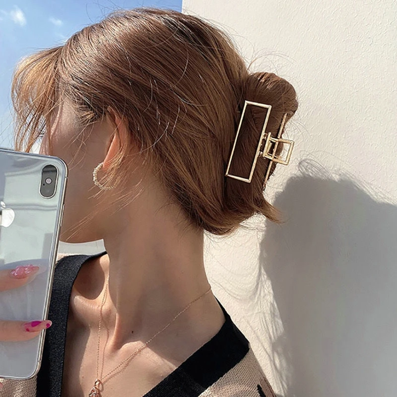 

Metal Hair Crab Cross Hair Clips Fashion Gold Color Geometric Hair Claw Girls Women Clamps Headband Hairpin Headwear Accessories