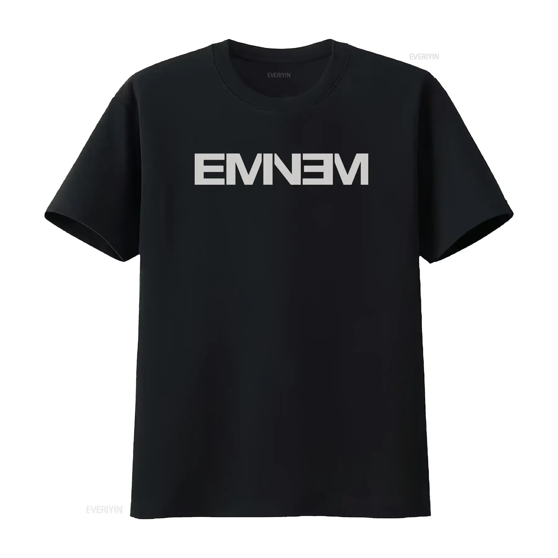 Фото Детская футболка Eminem с логотипом, винтажная стираная слегка универсальная уличная одежда, растянутая мужская стильная удобная дизайнерская одежда №1