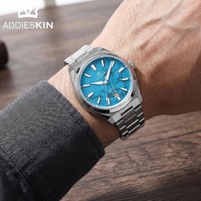Фото Часы AddiesKIN K010 для мужчин с бирюзовым циферблатом, водонепроницаемые до 20 бар, с сапфировым стеклом, BGW9, суперсветящиеся, автоматические механические часы №4