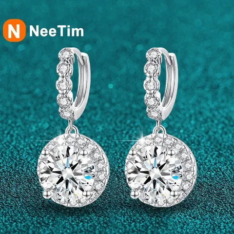 Серьги-капли NeeTim с муассанитом 3 карат