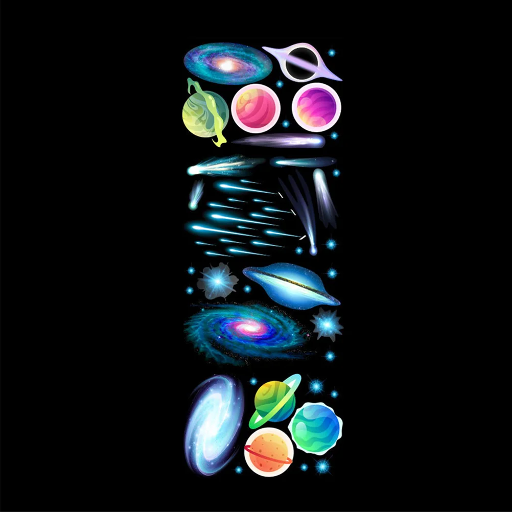 

4 Sheets Galaxy Glowing Stickers Luminous Wall Decals Kids Room Stickers