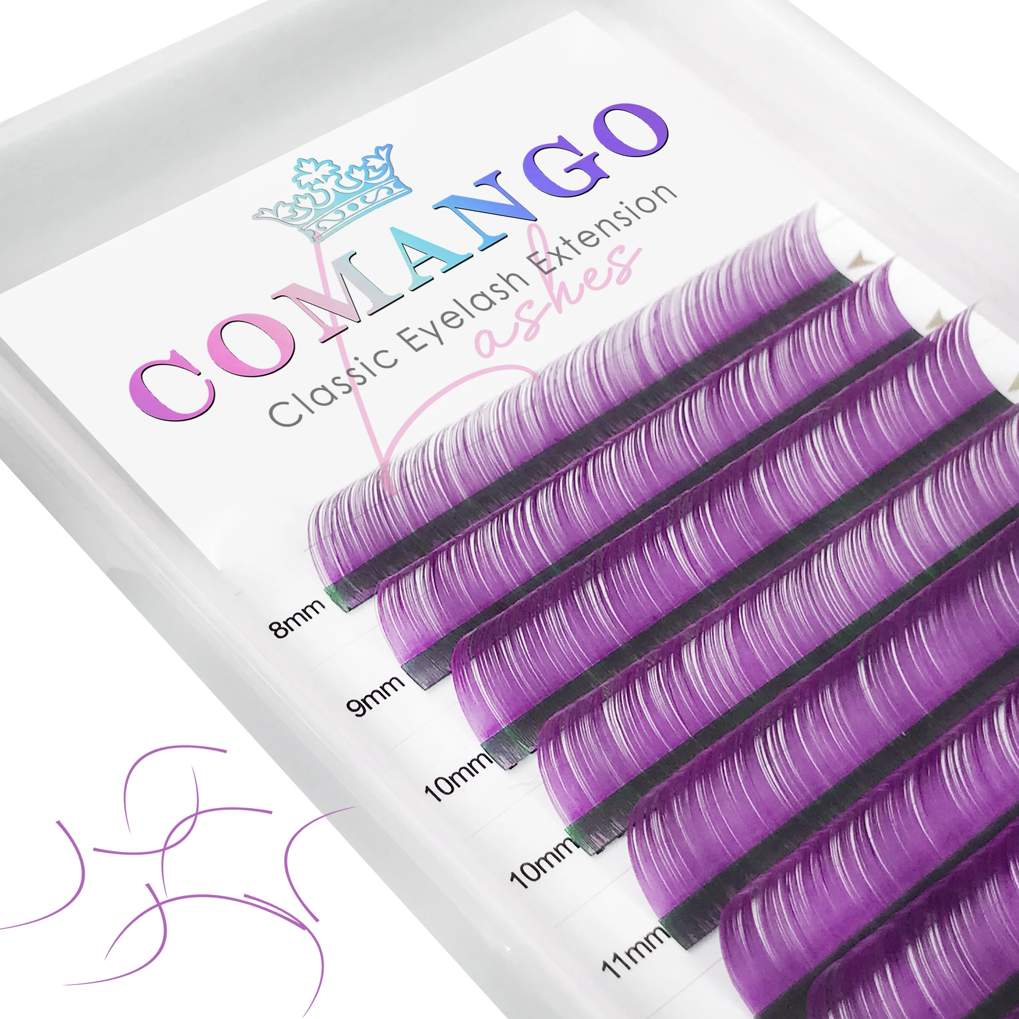 Цветные удлинители ресниц Comango индивидуальный объем 8-15 микс цветные для салона