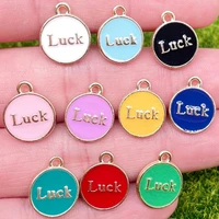 jq new 20pcs 1214mm luck letter charm enamel handmade earring necklace pendant diy jewelry making craft accessories wholesale