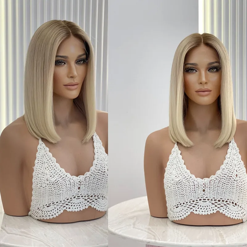 Синтетический парик FOOTATO FUTURA Боб светлый коричневый платиновый блондин