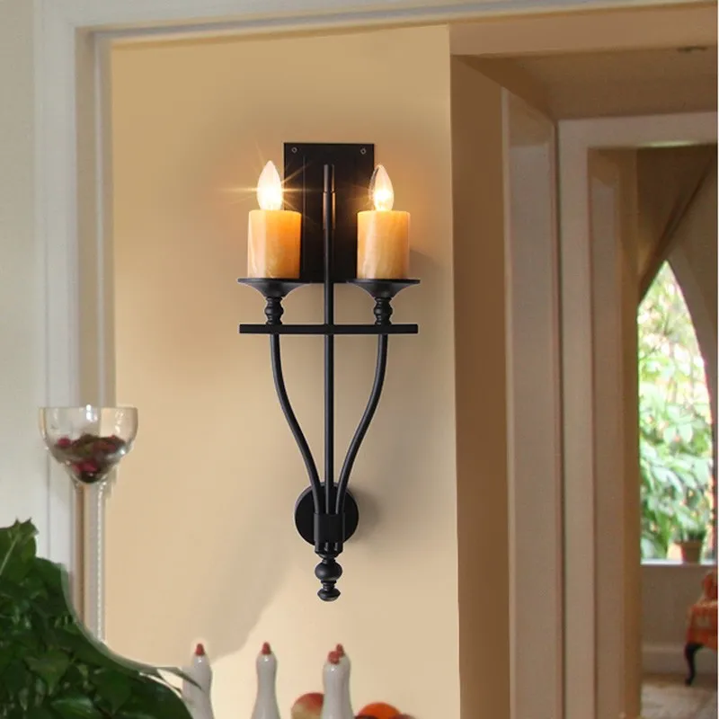 Light Country Wall Lamp For Stair Porch Light Wall Lights Bedroom Bedside Iron Bar Lighting