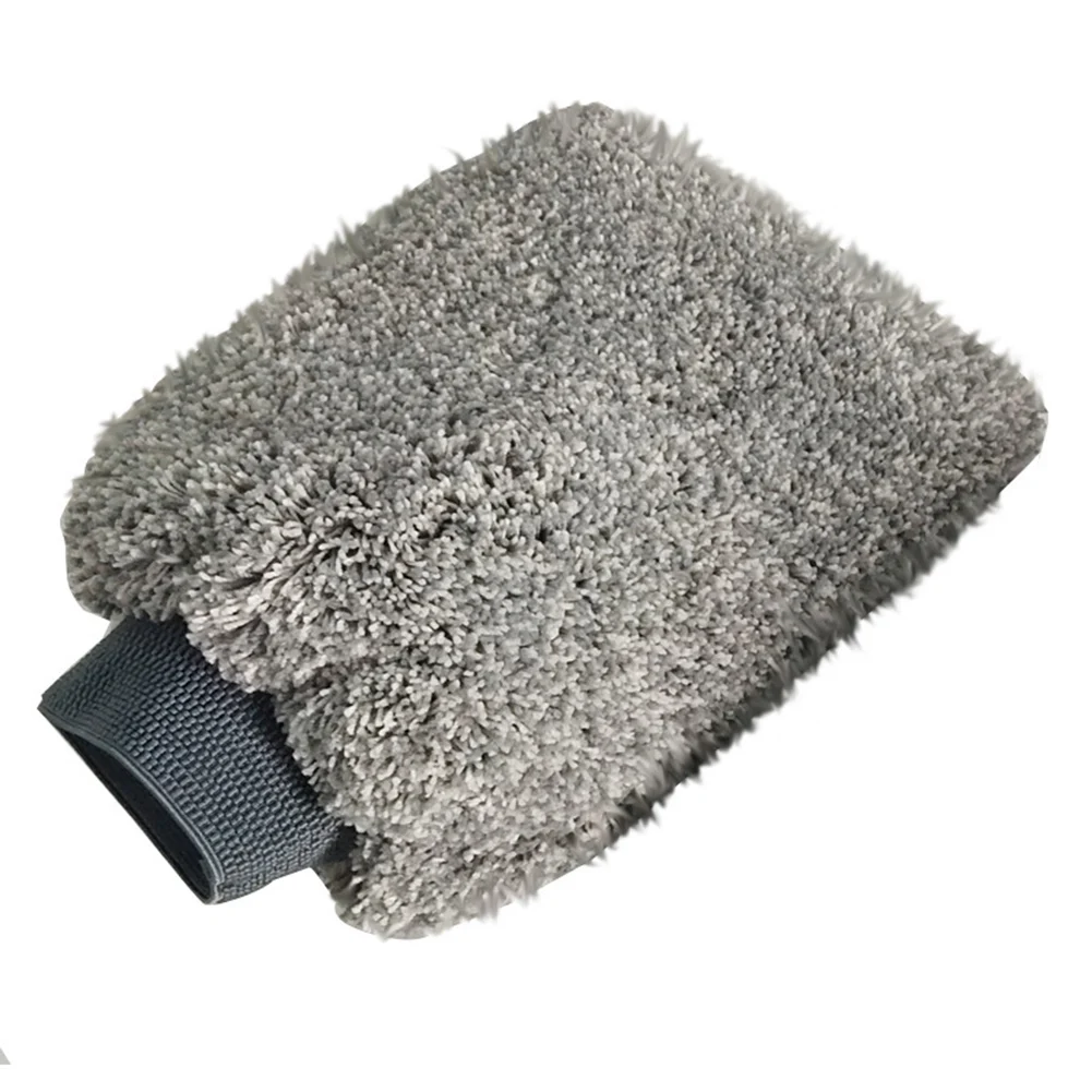 

19.5*27CM Gray Plus Velvet Fiber Car Wash Gloves Car Cleaning Tool Multi-function For Car Beauty Household Cleaning