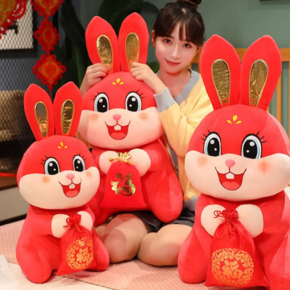 

28/43/55 см стильная полипропиленовая хлопковая плюшевая игрушка кролик Китайский Зодиак кукла животное набивная Подушка игрушка диван украш...
