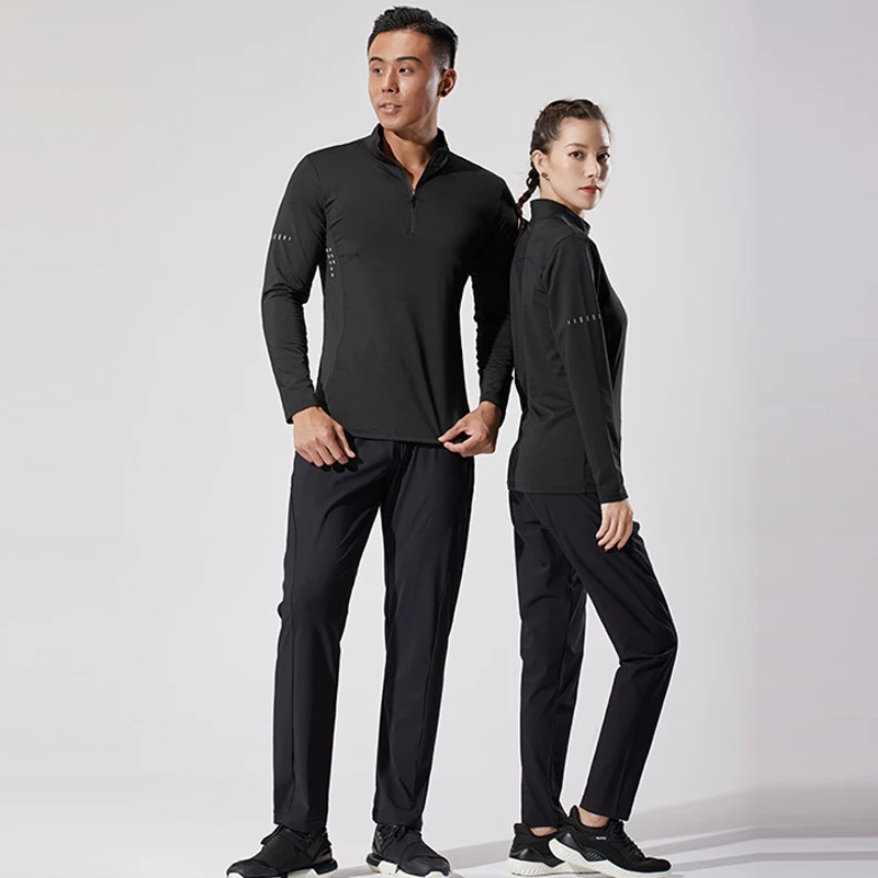 

2023 Long Sleeve Sport Shirt Men Fitness T Shirt Running Gym Clothing Compression Jacket Half Zip Pullover Quick Dry Sportswear