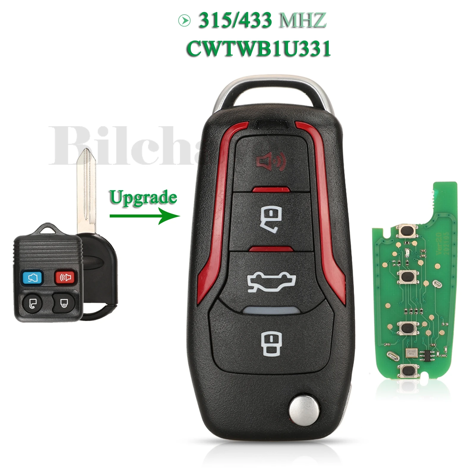 

Jingyuqin модифицированный CWTWB1U331 откидной дистанционный ключ 315/433 МГц для Ford Explorer Focus Edge Escape Ranger Mustang Flex Mercury Lincoln